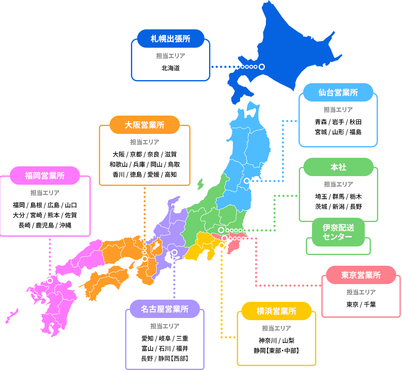 アヅミ産業　拠点マップ